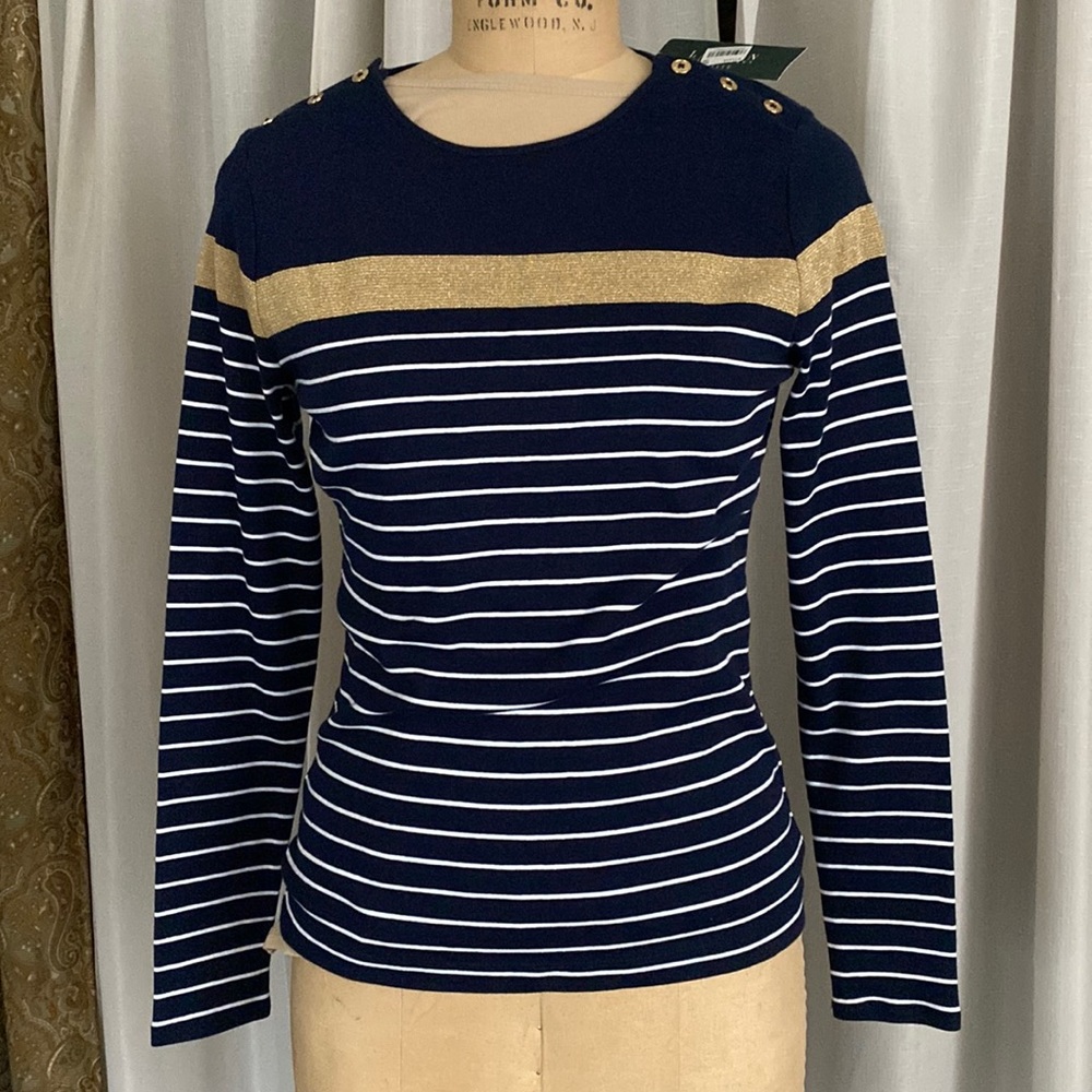 Ralph Lauren cotton and  gold metallic blouse